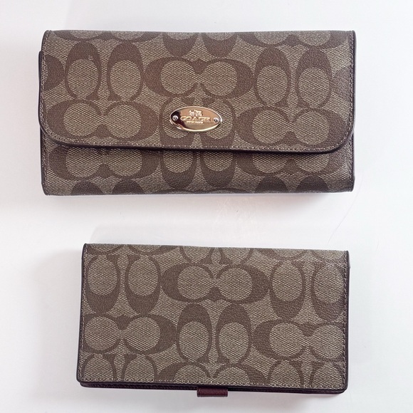 Coach Handbags - Coach Tan Signature Wallet Duo - Brown